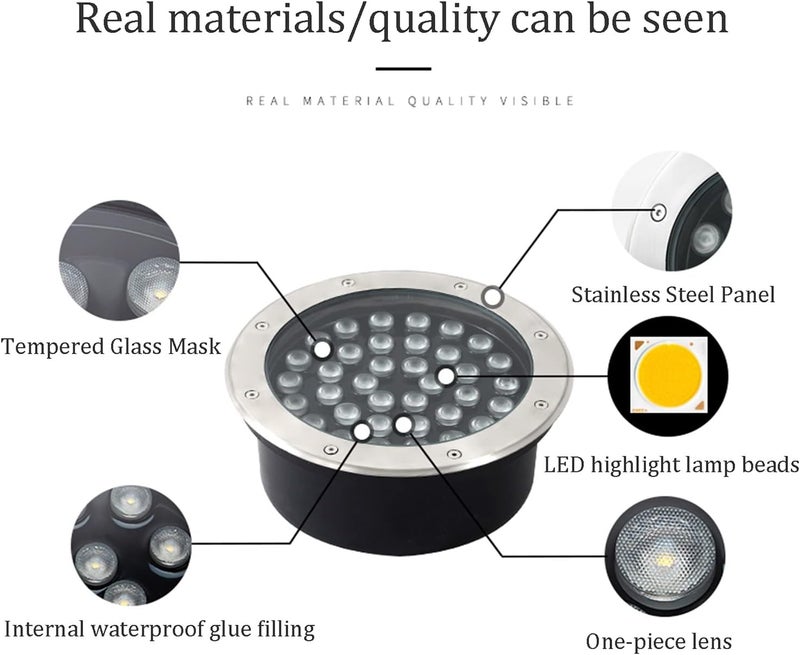 LED Recessed Ground Lights Round Outdoor Landscape Lights IP65 Waterproof Well Lights for Driveway, Deck, Step, Pathway - Image 4