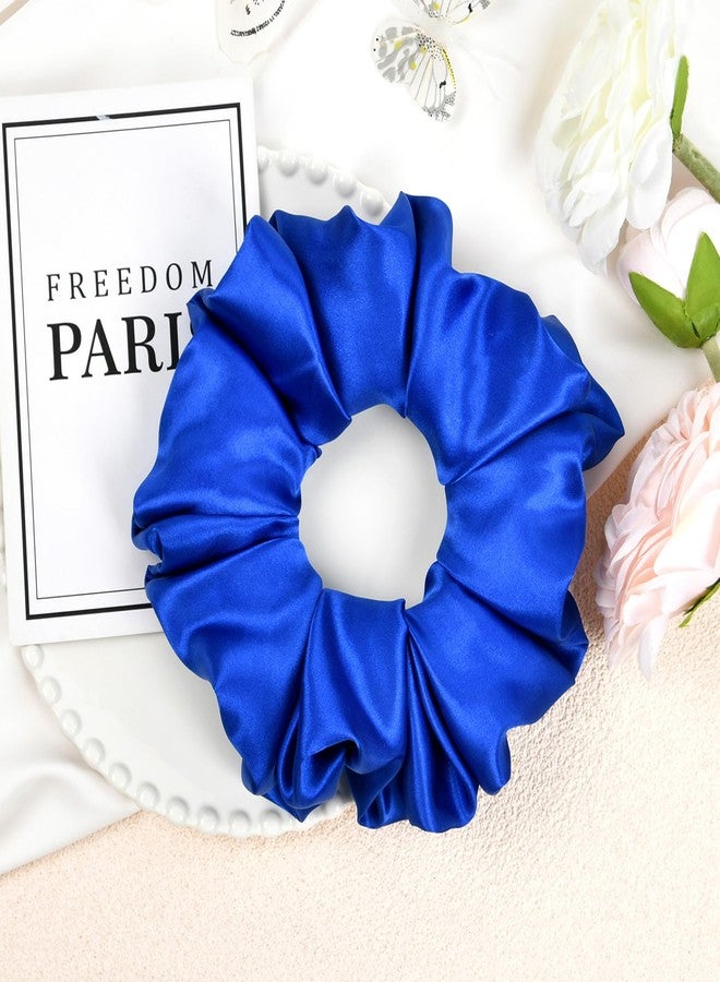 CEELGON Royal Blue Big Satin Scrunchie6.5 Inches Jumbo Scrunchies Silky Hair Ties Oversized Ponytail Holderfor Thick Curly Hair Extra Large Hair Accessories for Women (Royal Blue) - Image 5