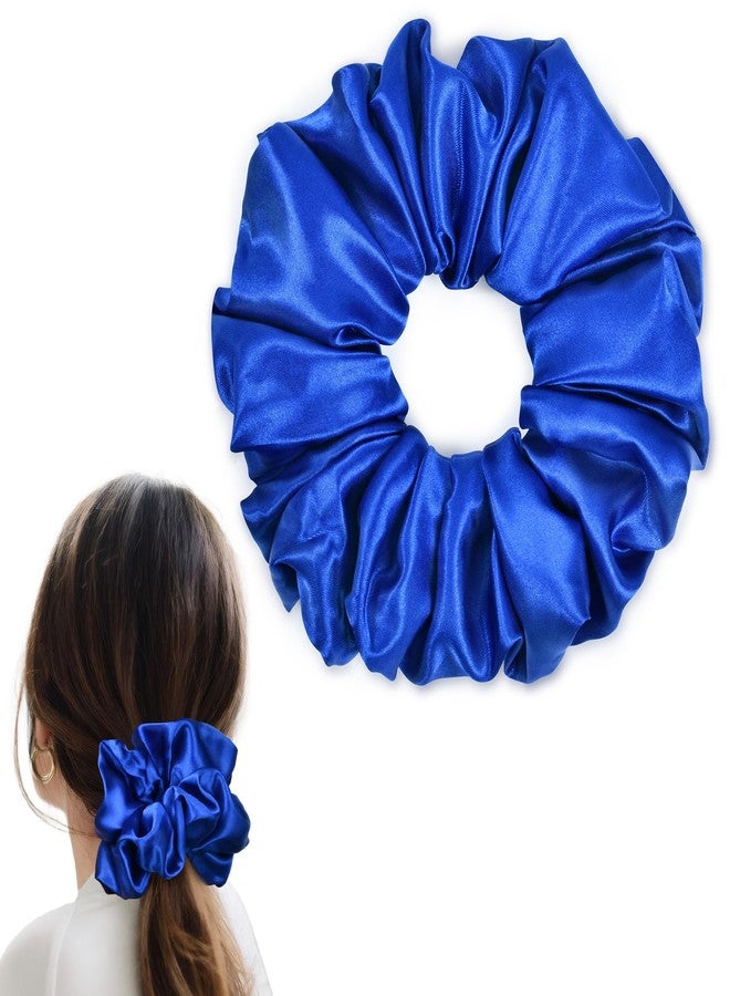 CEELGON Royal Blue Big Satin Scrunchie6.5 Inches Jumbo Scrunchies Silky Hair Ties Oversized Ponytail Holderfor Thick Curly Hair Extra Large Hair Accessories for Women (Royal Blue) - Image 1