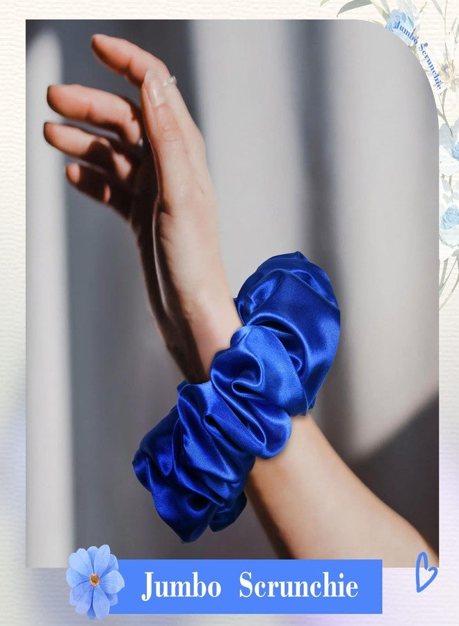 CEELGON Royal Blue Big Satin Scrunchie6.5 Inches Jumbo Scrunchies Silky Hair Ties Oversized Ponytail Holderfor Thick Curly Hair Extra Large Hair Accessories for Women (Royal Blue) - Image 3