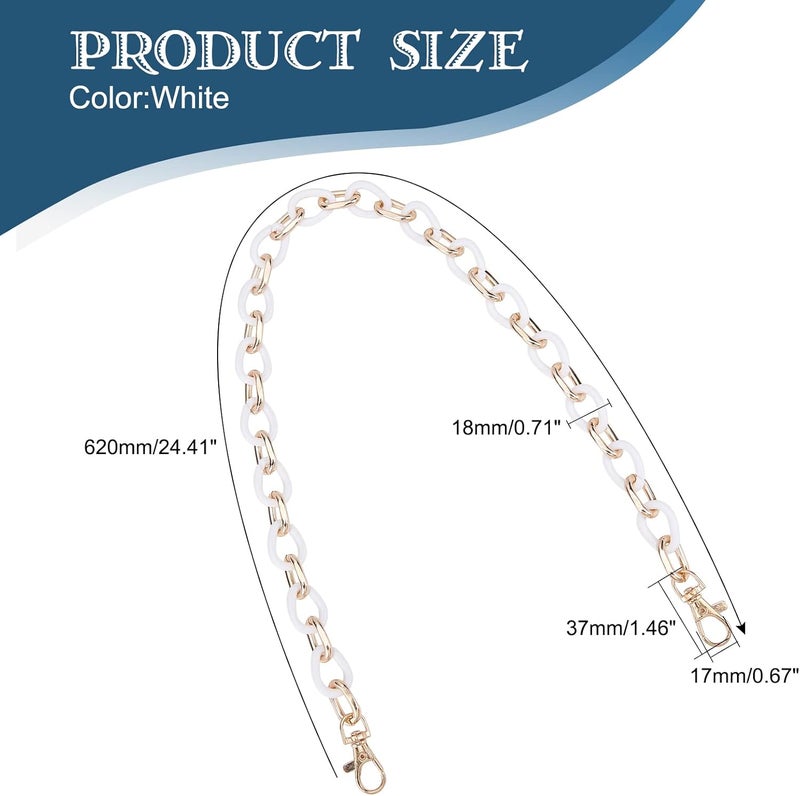comfrt 24 Inch Resin Bag Chain Strap, Acrylic Handbag Chain Shoulder Bag Chain Strap Replacement Purse Clutches Handles Bag Chain Accessories Charms Crossbody Decoration Chain, White - Image 3