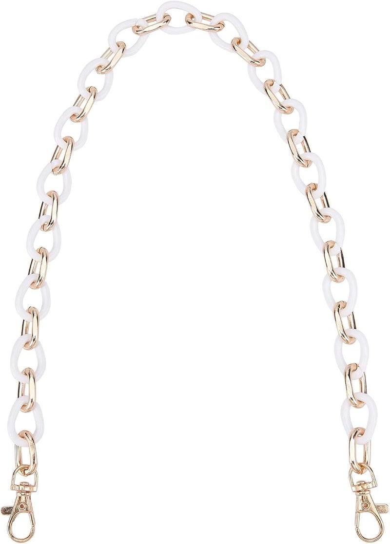 comfrt 24 Inch Resin Bag Chain Strap, Acrylic Handbag Chain Shoulder Bag Chain Strap Replacement Purse Clutches Handles Bag Chain Accessories Charms Crossbody Decoration Chain, White - Image 1