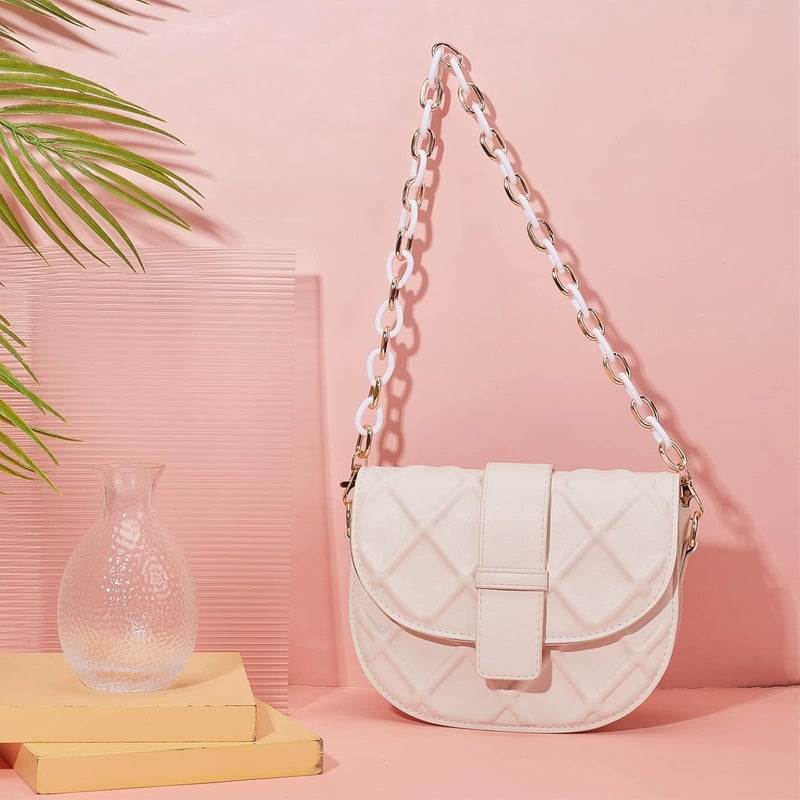 comfrt 24 Inch Resin Bag Chain Strap, Acrylic Handbag Chain Shoulder Bag Chain Strap Replacement Purse Clutches Handles Bag Chain Accessories Charms Crossbody Decoration Chain, White - Image 5