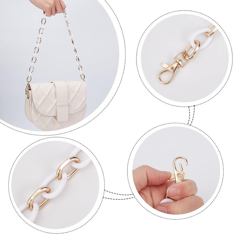 comfrt 24 Inch Resin Bag Chain Strap, Acrylic Handbag Chain Shoulder Bag Chain Strap Replacement Purse Clutches Handles Bag Chain Accessories Charms Crossbody Decoration Chain, White - Image 2