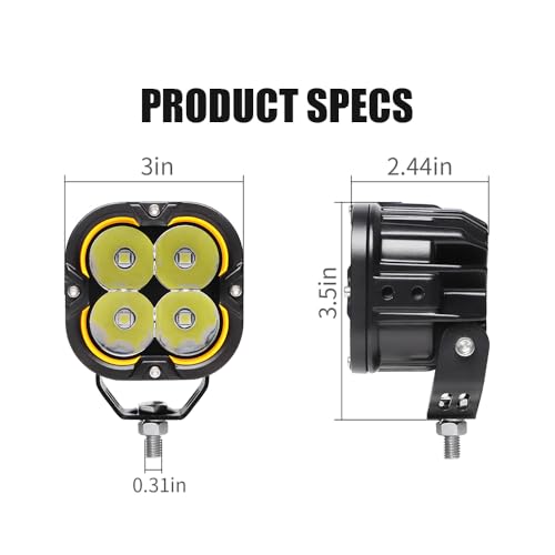 EXZEIT 120W 3Inch Lights Pods with DRL, 12000LM Driving LED Pods Ditch Lights, Bright Auxiliary lights for 4Runners Truck Cars Offroad,12V/24V - Image 3