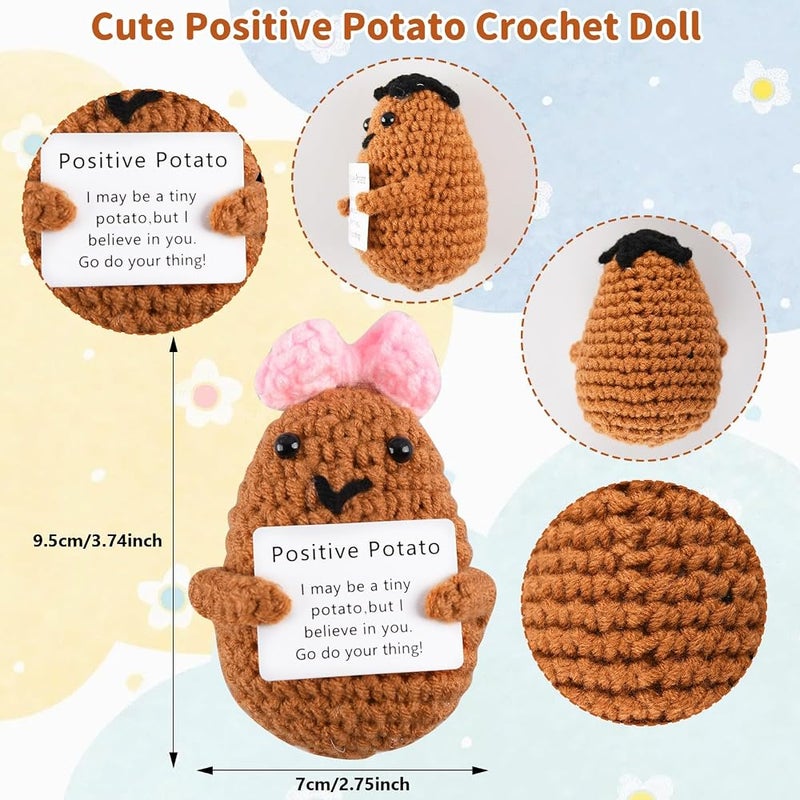 KASTWAVE Handmade Positive Potato Toys, 2 Pcs Cute Mini Funny Positive Potato Knitted Plush Crochet Doll, Wool Positive Potato Crochet Doll, Gifts for Best Friends Lovers Birthday Gifts - Image 5
