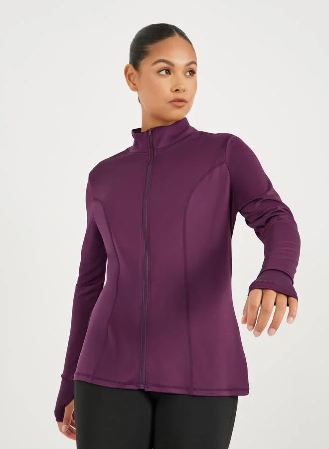 ستايلي اكتيف جاكيت بأكمام طويلة بتأثير ستيلي رايسر مع ألوان متداخلة