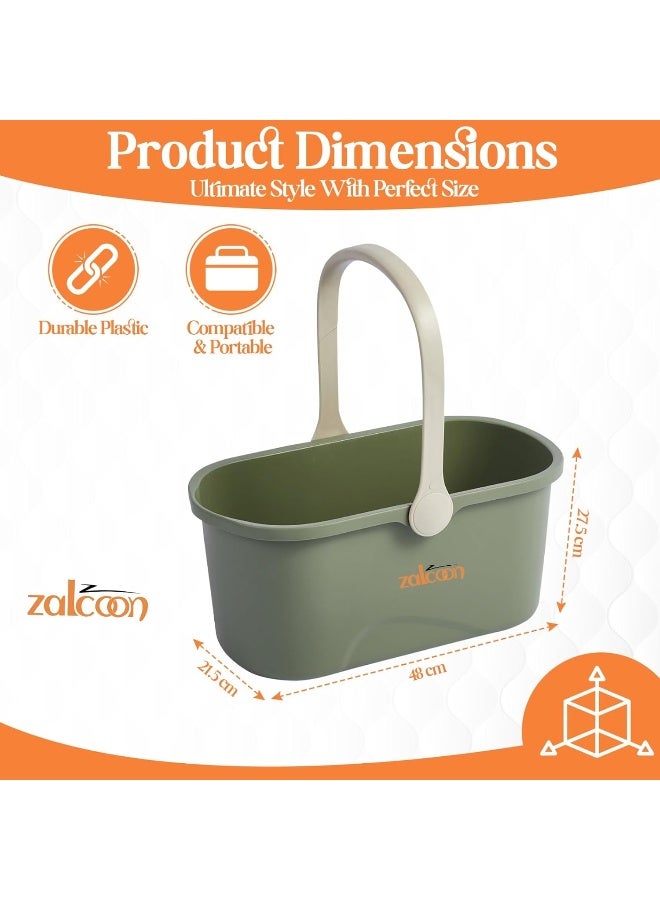 Zalcoon 3.4 Gallon (13L) Large Plastic Water Bucket with Handle for House Cleaning Multiuse, Laundry Basket, Portable Plastic Basket for Storage Organization, Water Container for Cleaning - Image 2