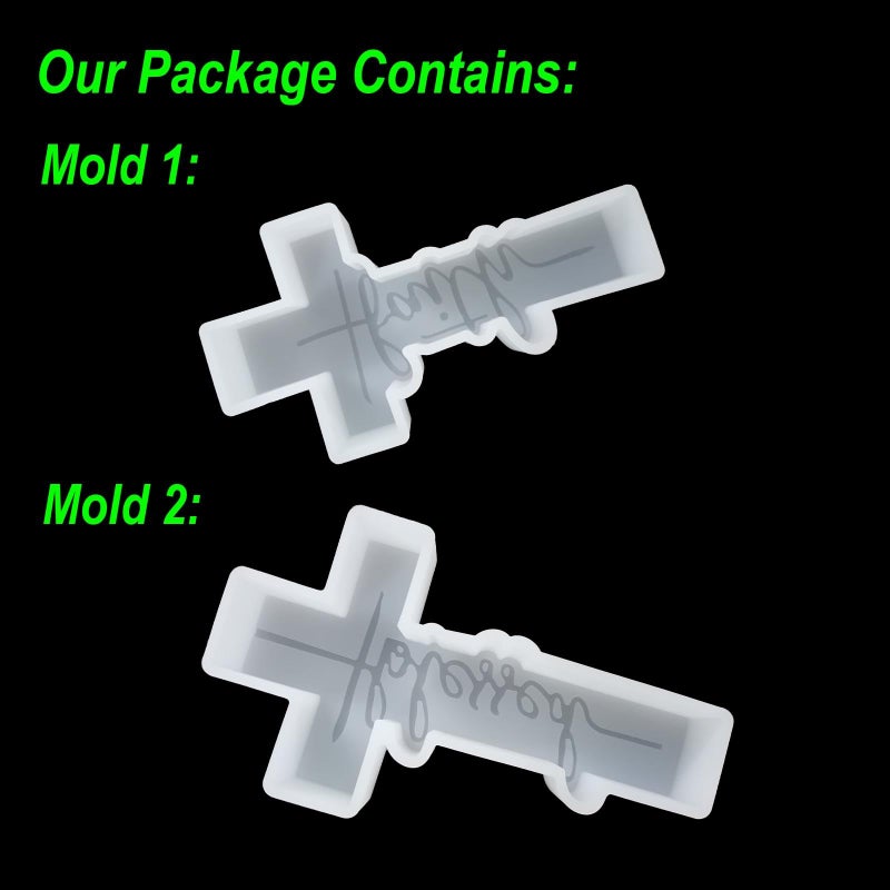 Fuehbur (More Styles Optional) Fuehbur Faith Cross and Blessed Cross Shape Car-Freshie Silicone Molds Set, Epoxy Resin Pendant Candle Moulds, 2PCS - Image 2