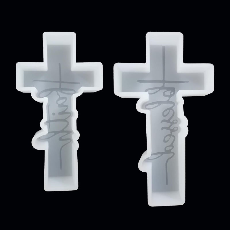 Fuehbur (More Styles Optional) Fuehbur Faith Cross and Blessed Cross Shape Car-Freshie Silicone Molds Set, Epoxy Resin Pendant Candle Moulds, 2PCS - Image 1