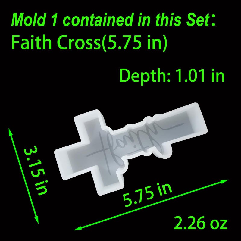 Fuehbur (More Styles Optional) Fuehbur Faith Cross and Blessed Cross Shape Car-Freshie Silicone Molds Set, Epoxy Resin Pendant Candle Moulds, 2PCS - Image 3