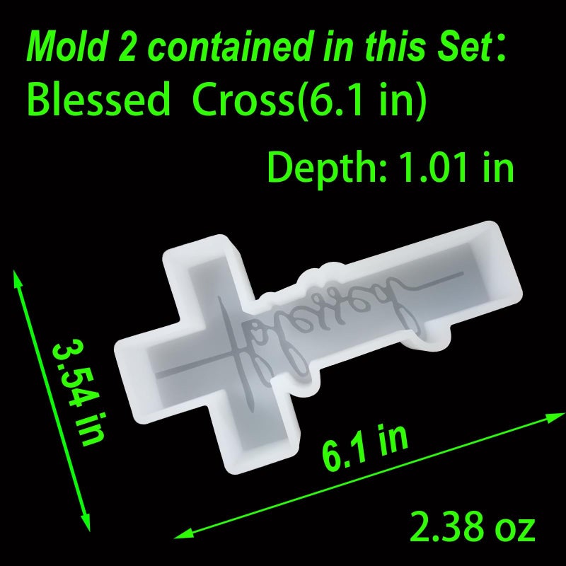 Fuehbur (More Styles Optional) Fuehbur Faith Cross and Blessed Cross Shape Car-Freshie Silicone Molds Set, Epoxy Resin Pendant Candle Moulds, 2PCS - Image 4