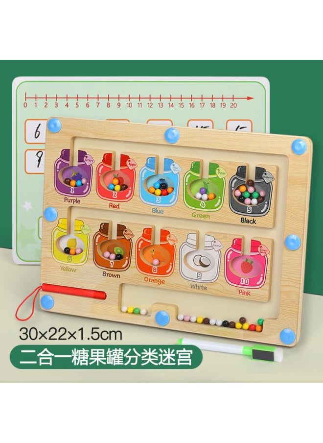 New Children's Wooden Color Classification Magnetic Counting Bead Shifting Magnetic Pen Early Education Educational Toys 