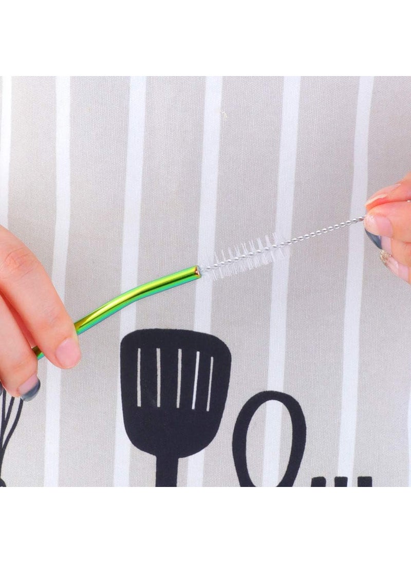 DECOR VIBES Decor Vibes 6 Pieces Spoon Straws Stainless Steel Drinking Spoon Straws Reusable Metal Cocktail Spoons Straws with Long Cleaning Brush  - Image 5