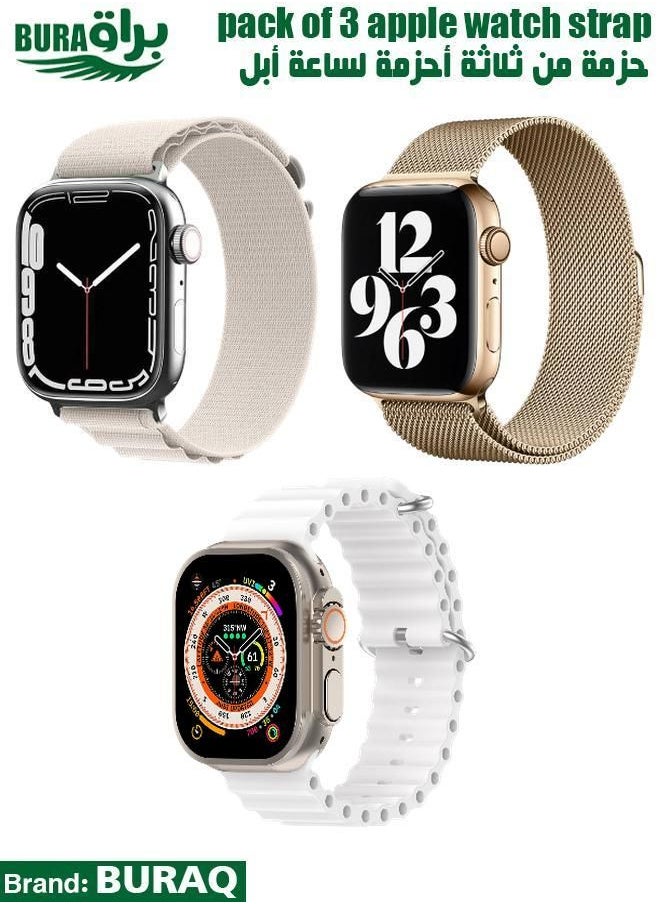 BURAQ - Apple Watch Band Strap For Apple Watch Ultra 2/Ultra 49mm, Series 10 46mm, 9/8/7 45mm, SE2/SE/6/5/4 44mm, 3/2/1 42mm - Image 1