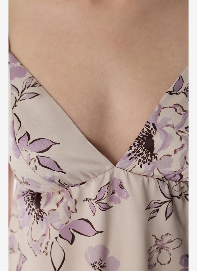Penti Women Petal Satin Sleeveless Pastel Beige Night Dress - Image 4