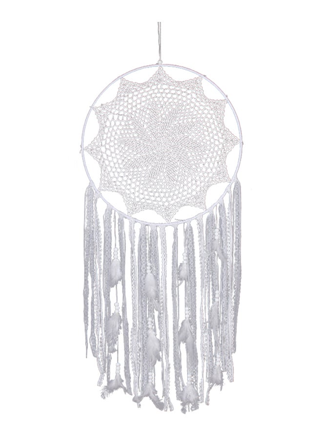 Large Handmade Crochet Lace Tassel Dream Catcher White 20x15x5cm 