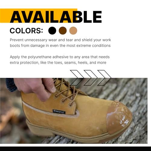 Tuff Toe Boot Toe Protector Adhesive, Shoe Glue Toe Protectors for Shoes and Work Boots - Waterproof, Heat Resistant, Heavy Duty Protective Layer & Shoe Repair Kit - Easy Application, Covers 2 Shoes, Tan Color - Image 5