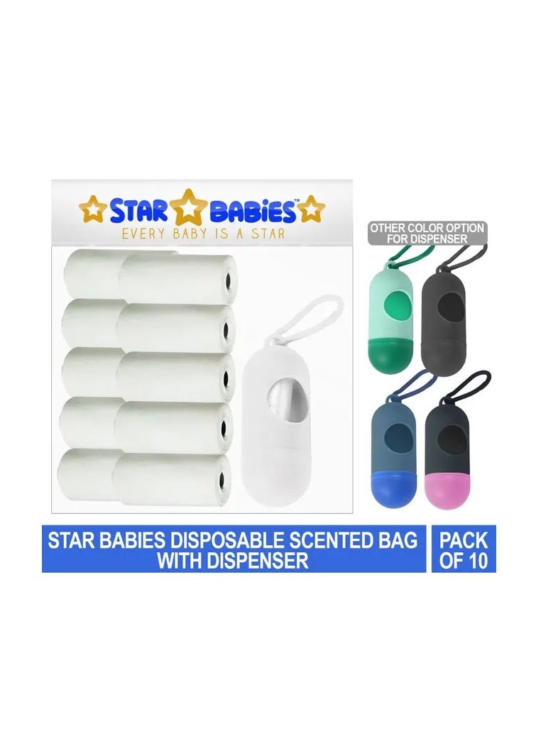 STAR BABiES Star Babies - Scented Bag Pack of 10/150 Bags White & Assorted Dispenser  - Image 2