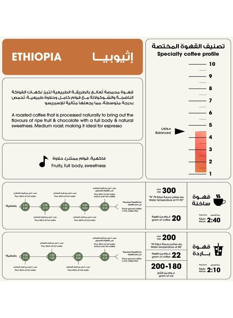 12 كوب محصول قهوه v60 اثيوبي قوجي 250 جرام - حبوب كاملة - Image 5