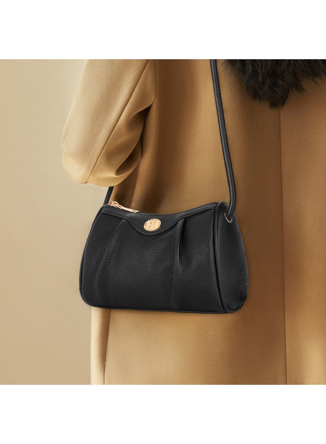 Josiny Light Luxury Retro Cylinder Bag】 Solid Color Textured Crossbody Bag, Casual Small Round Bag, Shoulder Bag For Women - Image 4