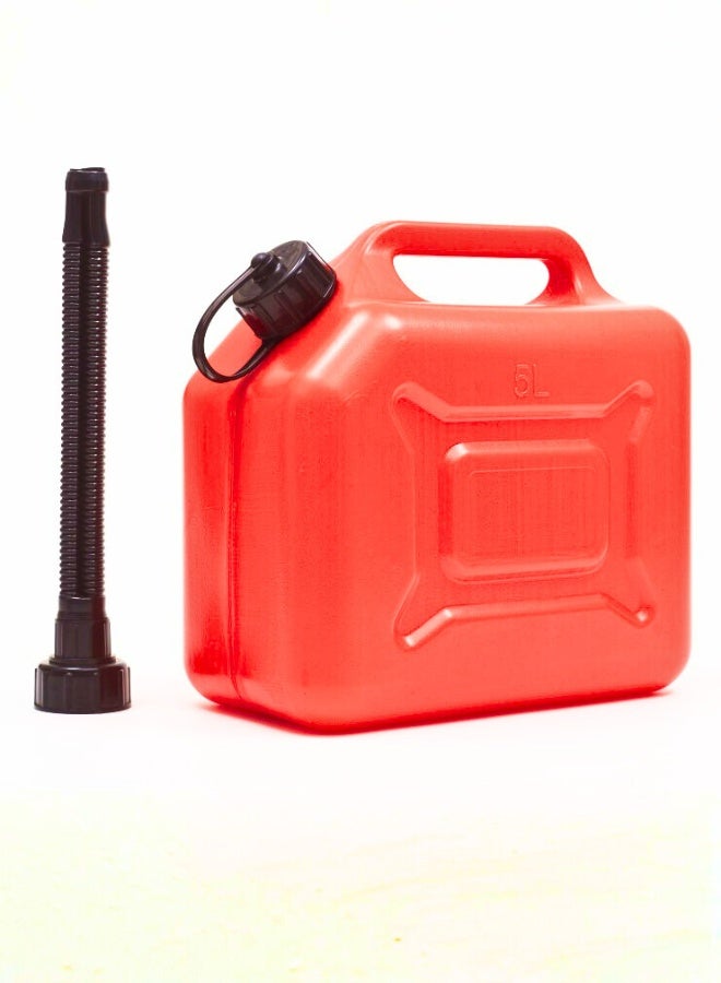 TRADEGATE 5-Litre Heavy-Duty Plastic Gasoline Can – Red Emergency Fuel Container for Petrol & Diesel	Leak-Proof Jerry Can with Flexible Pouring Spout & Safety Locking Cap - Image 2