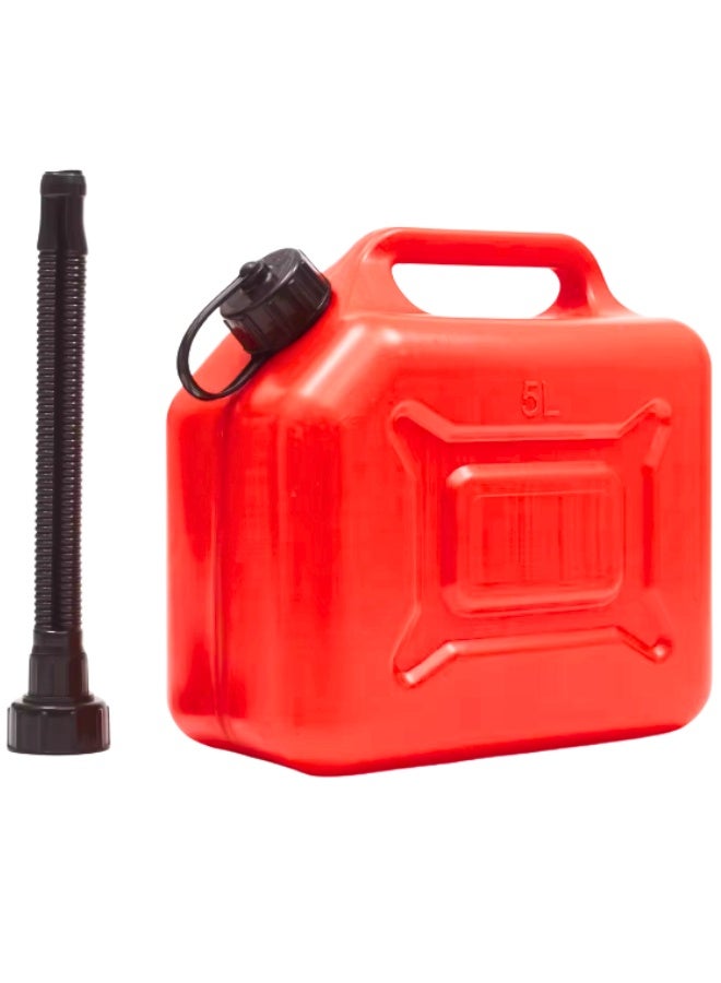 TRADEGATE 5-Litre Heavy-Duty Plastic Gasoline Can – Red Emergency Fuel Container for Petrol & Diesel	Leak-Proof Jerry Can with Flexible Pouring Spout & Safety Locking Cap - Image 1