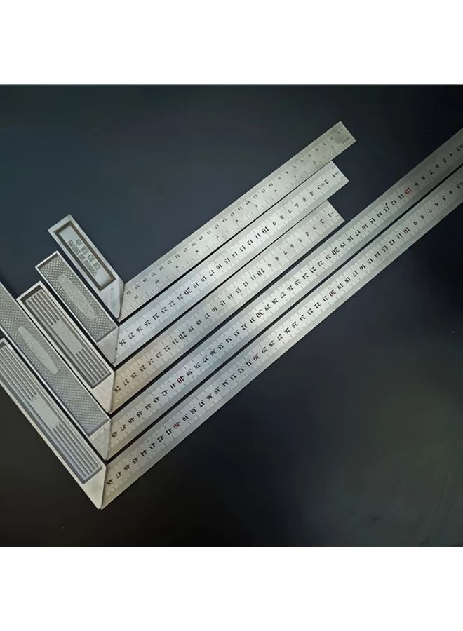 500mm Heavy Duty Metal Angle Ruler Silver Precision Woodworking Tool For Accurate Measurements - Image 2