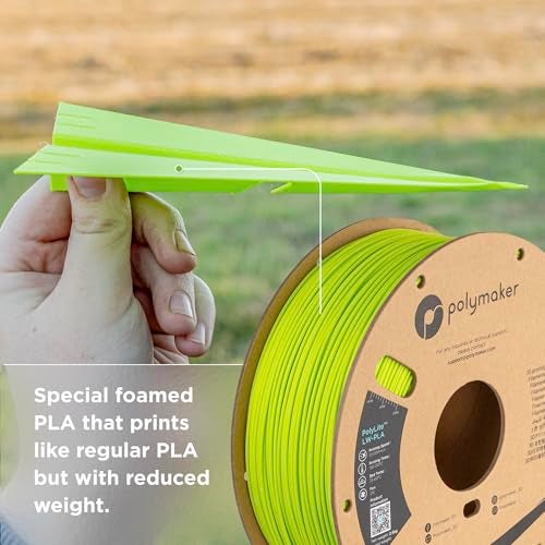 polymaker خيوط بوليمكر خفيفة الوزن PLA 1.75 مم أخضر زاهي 0.8 كجم، خيوط بوليلايت 3D طابعة PLA أخضر زاهي كثافة منخفضة، الطباعة مع معظم طابعات 3D - Image 2