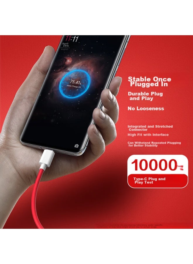 Ten Flashes Shan, Suitable For Oneplus Data Cable Charging Cable, Warp Fast Charging Pd65W Super Fast Charging, For 1+9Pro/9/9R/9Rt/8T/8/7/Oppo, Dual-Head Type-C To Type-C - Image 5