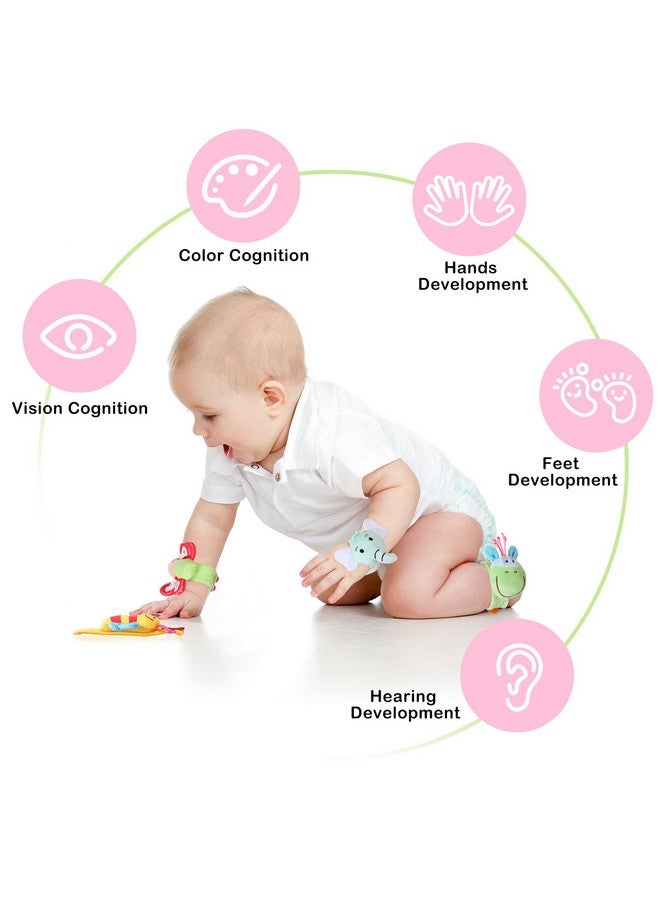Jerify 4 Pieces Baby Wrist Rattles Animal Pattern Newborn Rattle Foot Rattles Toy For Babies Boy Girl Infant Birthday Gifts Educational Toys 4 Designs (Elephant Donkey Butterfly Honeybee) - Image 5