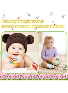 Jerify 4 Pieces Baby Wrist Rattles Animal Pattern Newborn Rattle Foot Rattles Toy For Babies Boy Girl Infant Birthday Gifts Educational Toys 4 Designs (Elephant Donkey Butterfly Honeybee)  - Image 3