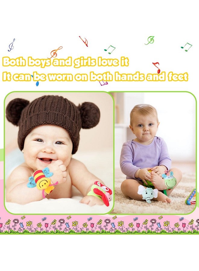 Jerify 4 Pieces Baby Wrist Rattles Animal Pattern Newborn Rattle Foot Rattles Toy For Babies Boy Girl Infant Birthday Gifts Educational Toys 4 Designs (Elephant Donkey Butterfly Honeybee) - Image 3