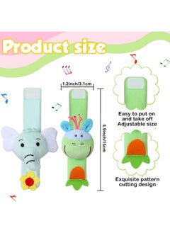 Jerify 4 Pieces Baby Wrist Rattles Animal Pattern Newborn Rattle Foot Rattles Toy For Babies Boy Girl Infant Birthday Gifts Educational Toys 4 Designs (Elephant Donkey Butterfly Honeybee)  - Image 4