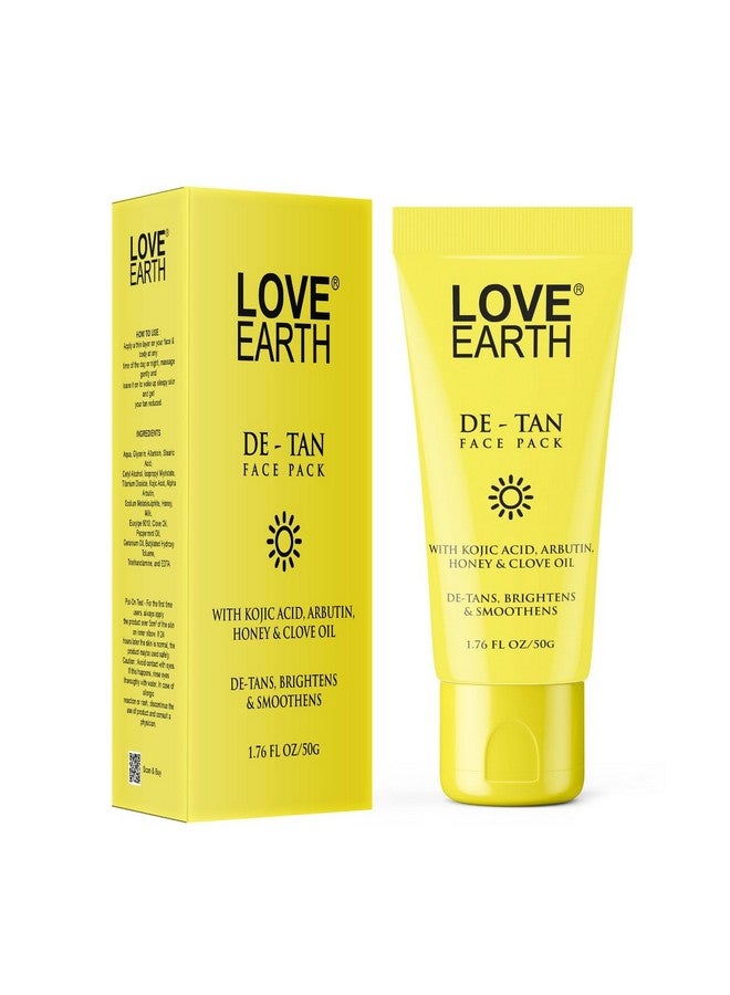 Love Earth De-Tan Face Pack For Instant Tan Removal | Brightens & Smoothens|All Skin Type 50G - Image 1