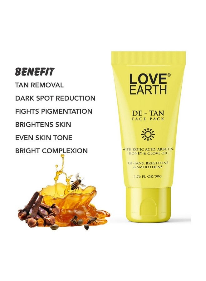 Love Earth De-Tan Face Pack For Instant Tan Removal | Brightens & Smoothens|All Skin Type 50G - Image 3