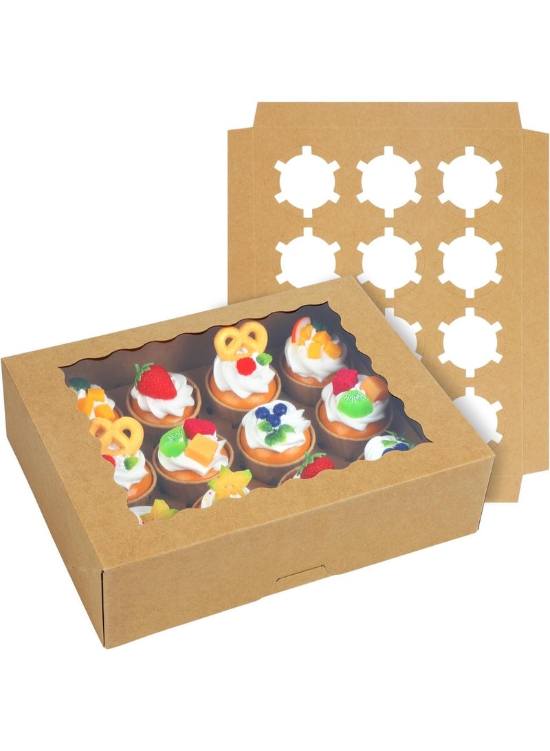 علبة كب كيك ورقية بيضاء وبنية، ١٢ قطعة، ١٢ تجويفًا، مع نافذة صغيرة شفافة، مناسبة للهالوين والكريسماس🔥حصريًا في الجمعة الصفراء🔥 - Image 3