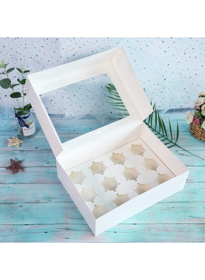 علبة كب كيك ورقية بيضاء وبنية، ١٢ قطعة، ١٢ تجويفًا، مع نافذة صغيرة شفافة، مناسبة للهالوين والكريسماس🔥حصريًا في الجمعة الصفراء🔥 - Image 5