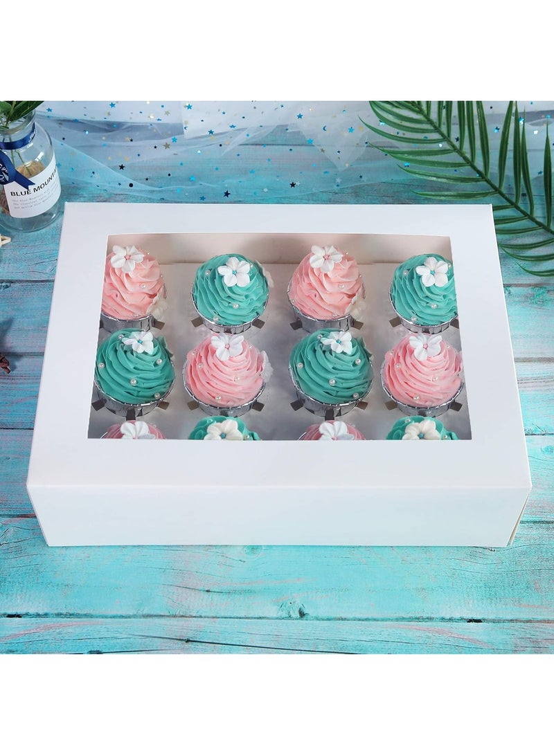 علبة كب كيك ورقية بيضاء وبنية، ١٢ قطعة، ١٢ تجويفًا، مع نافذة صغيرة شفافة، مناسبة للهالوين والكريسماس🔥حصريًا في الجمعة الصفراء🔥 - Image 4