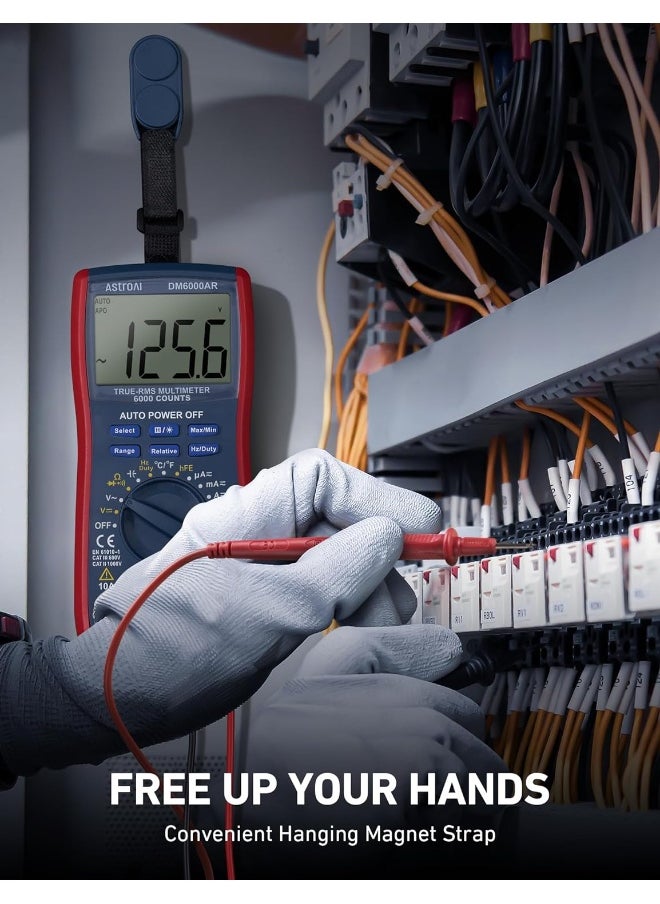 AstroAI Digital Multimeter and Analyzer TRMS 6000 Counts Volt Meter Ohmmeter Auto-Ranging Tester; Accurately Measures Voltage Current Resistance Diodes Continuity Duty-Cycle Capacitance Temperature
