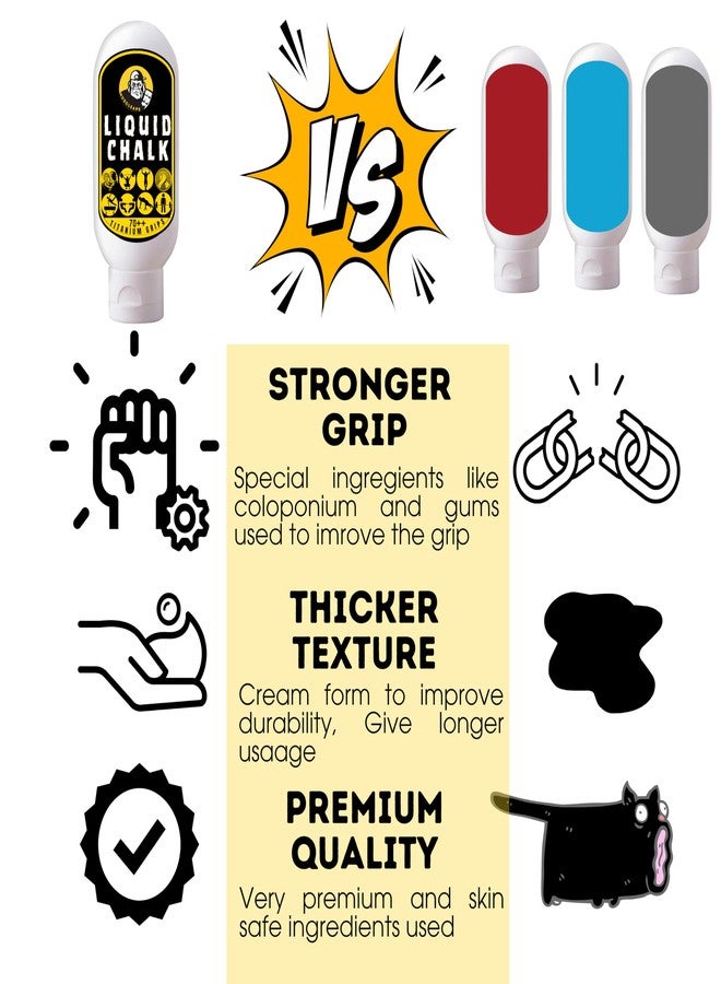 Muscleape Liquid Chalk Thick Cream for Stronger Titanium Strenght Dry Grip. Sweat Free Hands for Weightlifting, Gym, Calisthenics, Gymnastics, Crossfit, Bodybuilding. Grip Hard Lift Heavier. - Image 3
