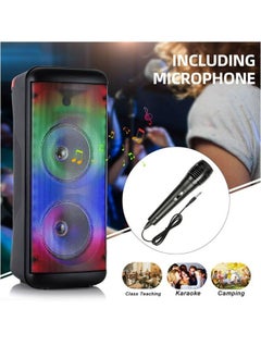 Generic Wireless Speaker Dual 8" Bluetooth Subwoofer Loud Sound System Portable FM Party Speaker Heavy Bass With Microphone LED Light TWS  - Image 4