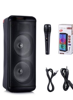 Generic Wireless Speaker Dual 8" Bluetooth Subwoofer Loud Sound System Portable FM Party Speaker Heavy Bass With Microphone LED Light TWS  - Image 3
