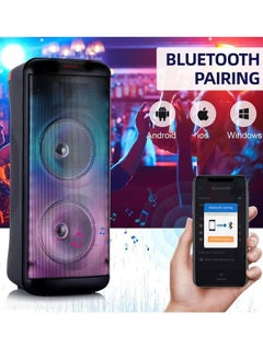 Generic Wireless Speaker Dual 8" Bluetooth Subwoofer Loud Sound System Portable FM Party Speaker Heavy Bass With Microphone LED Light TWS  - Image 2