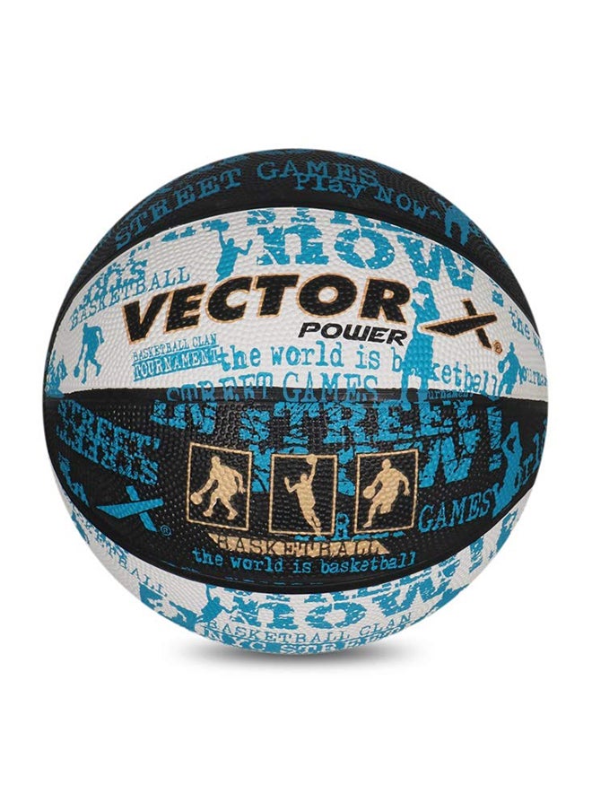 Vector X Power Basketball (Black/White/Blue, Size:7) | Rubber | Training| Indoor/Outdoor Court  - Image 1