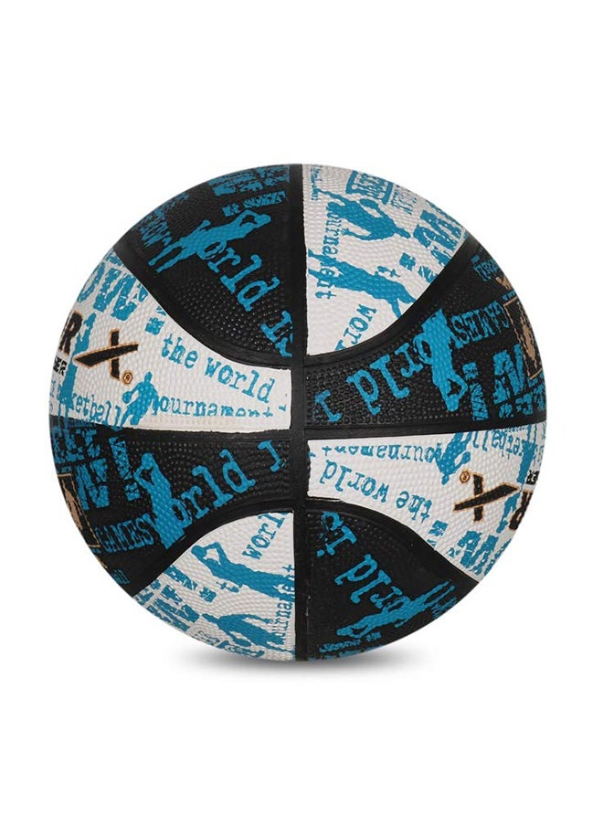 Vector X Power Basketball (Black/White/Blue, Size:7) | Rubber | Training| Indoor/Outdoor Court  - Image 4