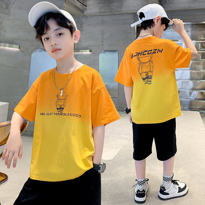 Foreign Trade Boys Short-sleeved T-shirt Summer New Children's Wear Children's Base Shirt Crewneck T-shirt Boys Top Trendy Hair - Image 5