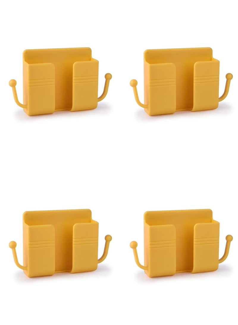 سبرينترز مجموعة من 4 حاملات هواتف جدارية مع قاعدة شحن وخطافات - حامل هاتف لاصق متعدد الاستخدامات للاستحمام وغرفة النوم والمطبخ | متوافق مع أجهزة iPhone وAndroid - أصفر - Image 1