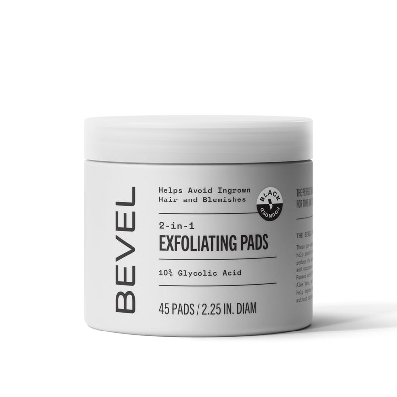 Bevel Bevel 10% Glycolic Acid Toner Pads for Face, Helps Remove Dead Skin Cells and Reduce Ingrown Hairs for Even Skin Tone and Texture, 45 Count (Packaging May Vary)