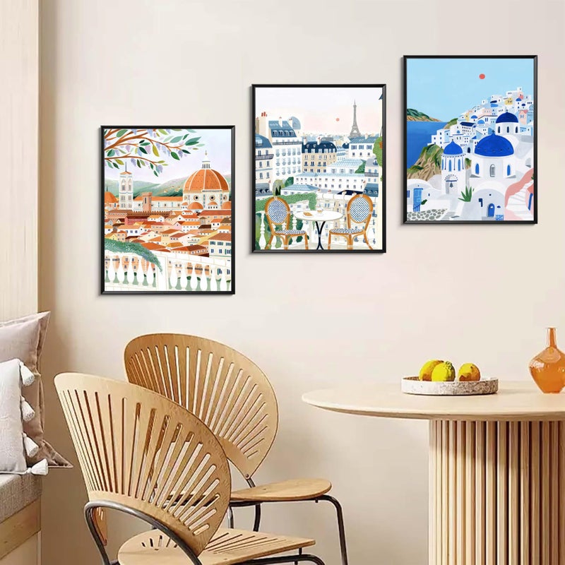 Tmvosn Vintage Travel Cities Posters Wall Art Set of 9, Trendy Modern Colorful Landscape Wall Decor, Europe Italy Cities Canvas Art Prints Painting for Living Room Bedroom Bathroom Home Decor 8x10 Unframed - Image 5